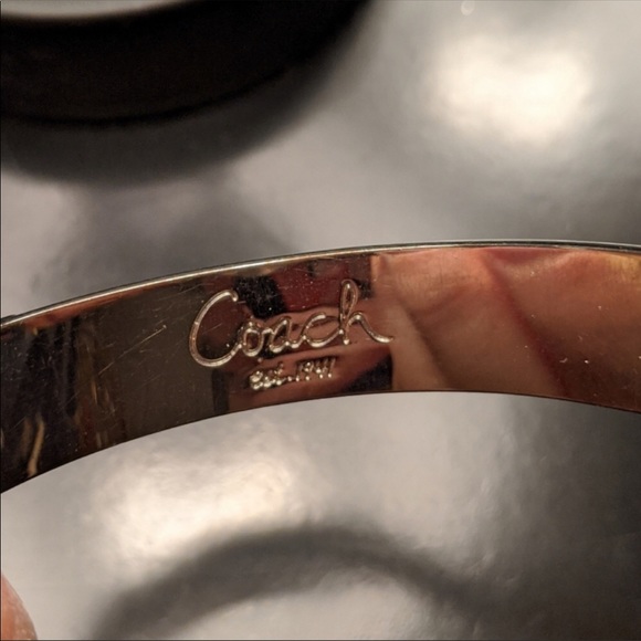Coach Pink Silver Signature Poppy Bangle Bracelet - Picture 3 of 7